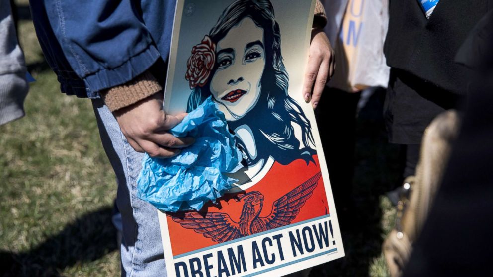 PHOTO: Demonstrators protest the end of the Deferred Action for Childhood Arrivals (DACA), outside of the Capitol in Washington, D.C., March 5, 2018.