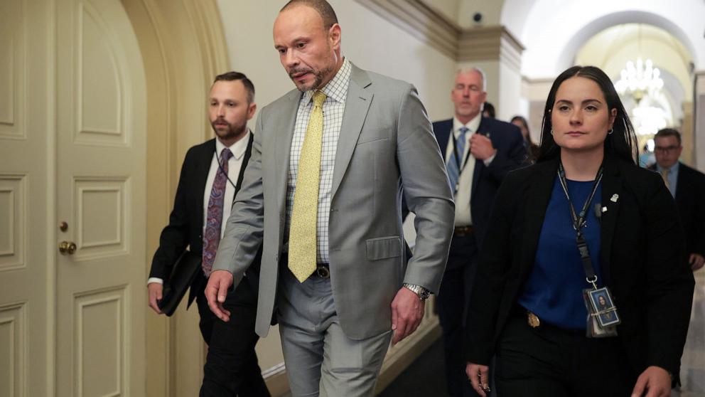 PHOTO: Federal Bureau of Investigation (FBI) Deputy Director Dan Bongino leaves after meeting with Republican lawmakers at the U.S. Capitol on June 25, 2025 in Washington, DC.