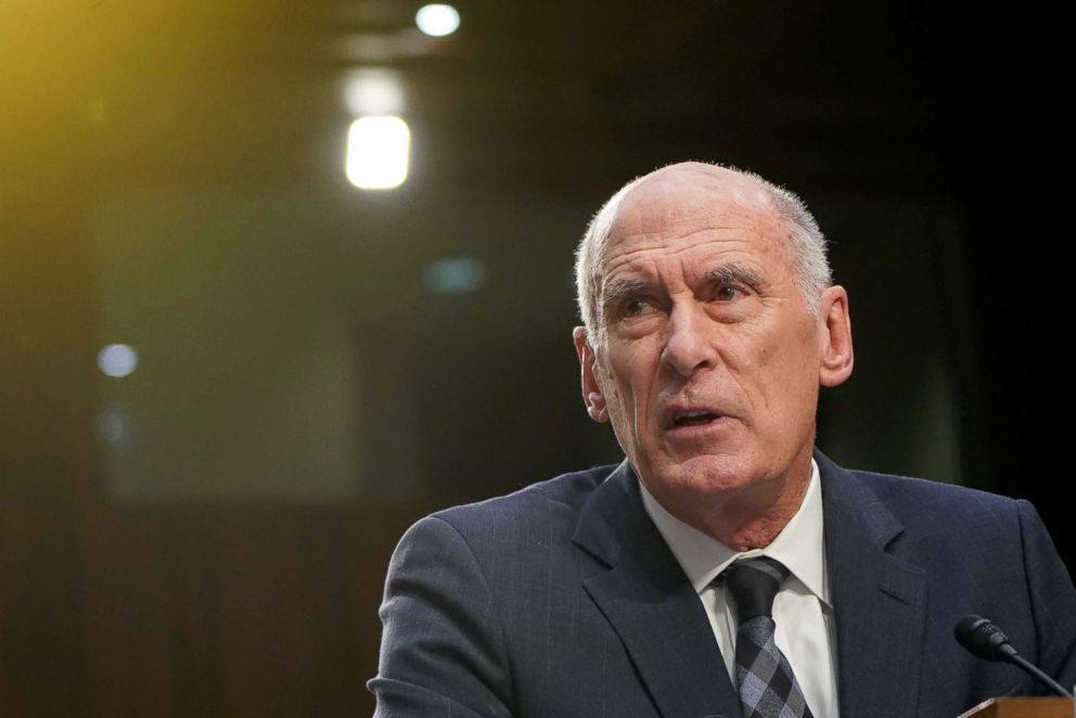 PHOTO: Director of National Intelligence Dan Coats testifies to the Senate Intelligence Committee hearing about worldwide threats on Capitol Hill in Washington, Jan. 29, 2019.