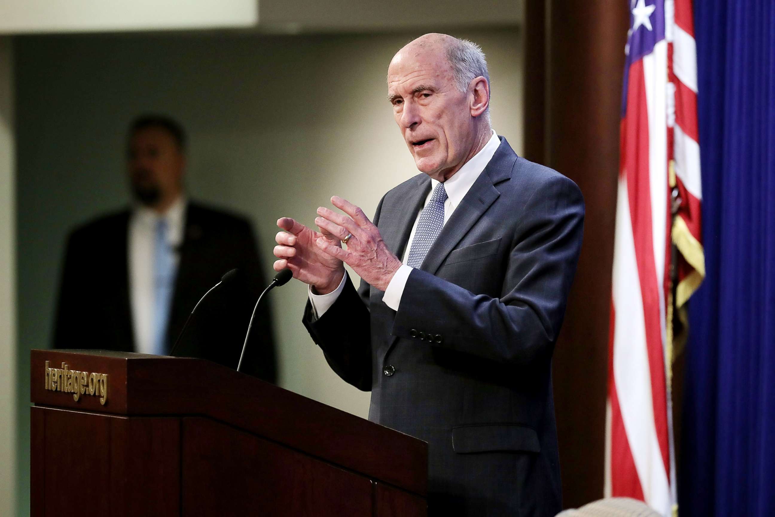 PHOTO: U.S. Director of National Intelligence Dan Coats delivers remarks on Oct. 13, 2017, in Washington, D.C.