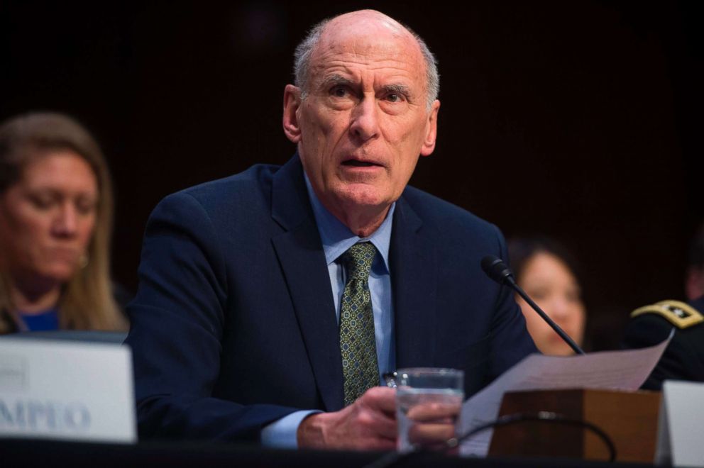 PHOTO: Director of National Intelligence Dan Coats testifies on worldwide threats during a Senate Intelligence Committee hearing on Capitol Hill in Washington, Feb. 13, 2018. 