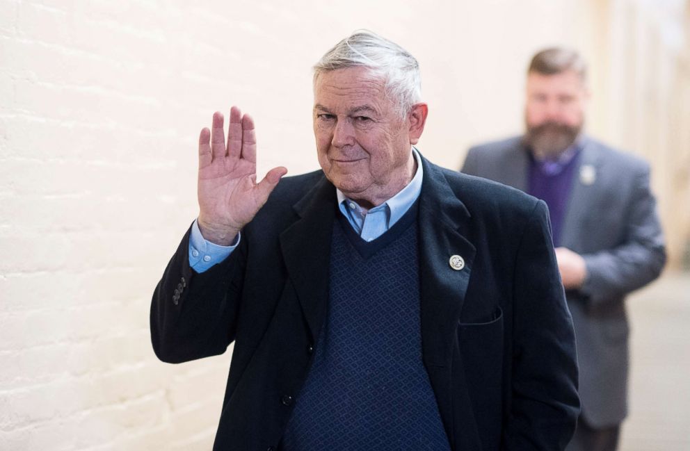PHOTO: Rep. Dana Rohrabacher arrives for the House Republican Conference meeting in the Capitol on Monday, Jan. 22, 2018.