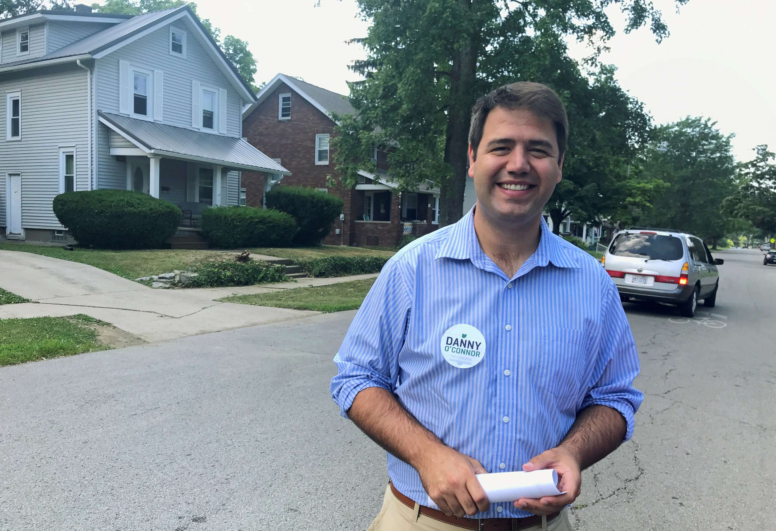 PHOTO: Democratic candidate Danny O'Connor canvasses voters, in Ohio's 12th congressional district, ahead of a special election in Mansfield, Ohio, July 15, 2018. Picture taken July 15, 2018.