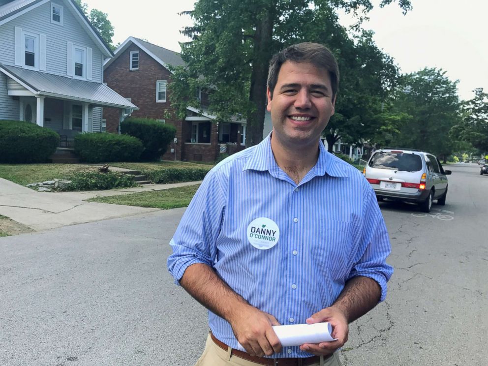 PHOTO: Democratic candidate Danny OConnor canvasses voters, in Ohios 12th congressional district, ahead of a special election in Mansfield, Ohio, July 15, 2018. Picture taken July 15, 2018.