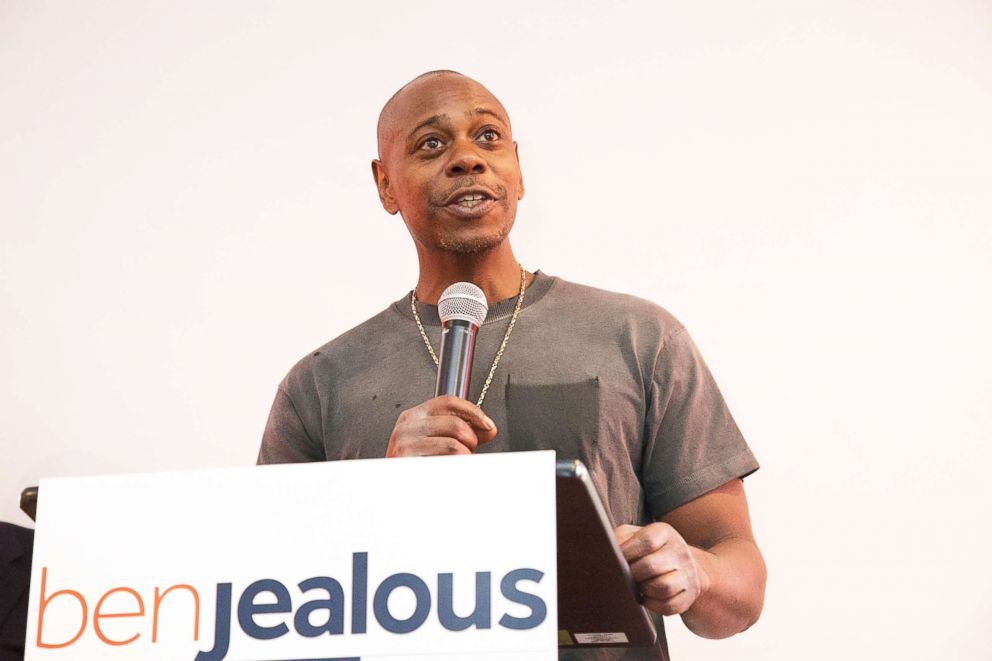 PHOTO: Dave Chappelle appears for Governor Candidate for Maryland Ben Jealous campaign event on June 8, 2018, in Largo, Md.