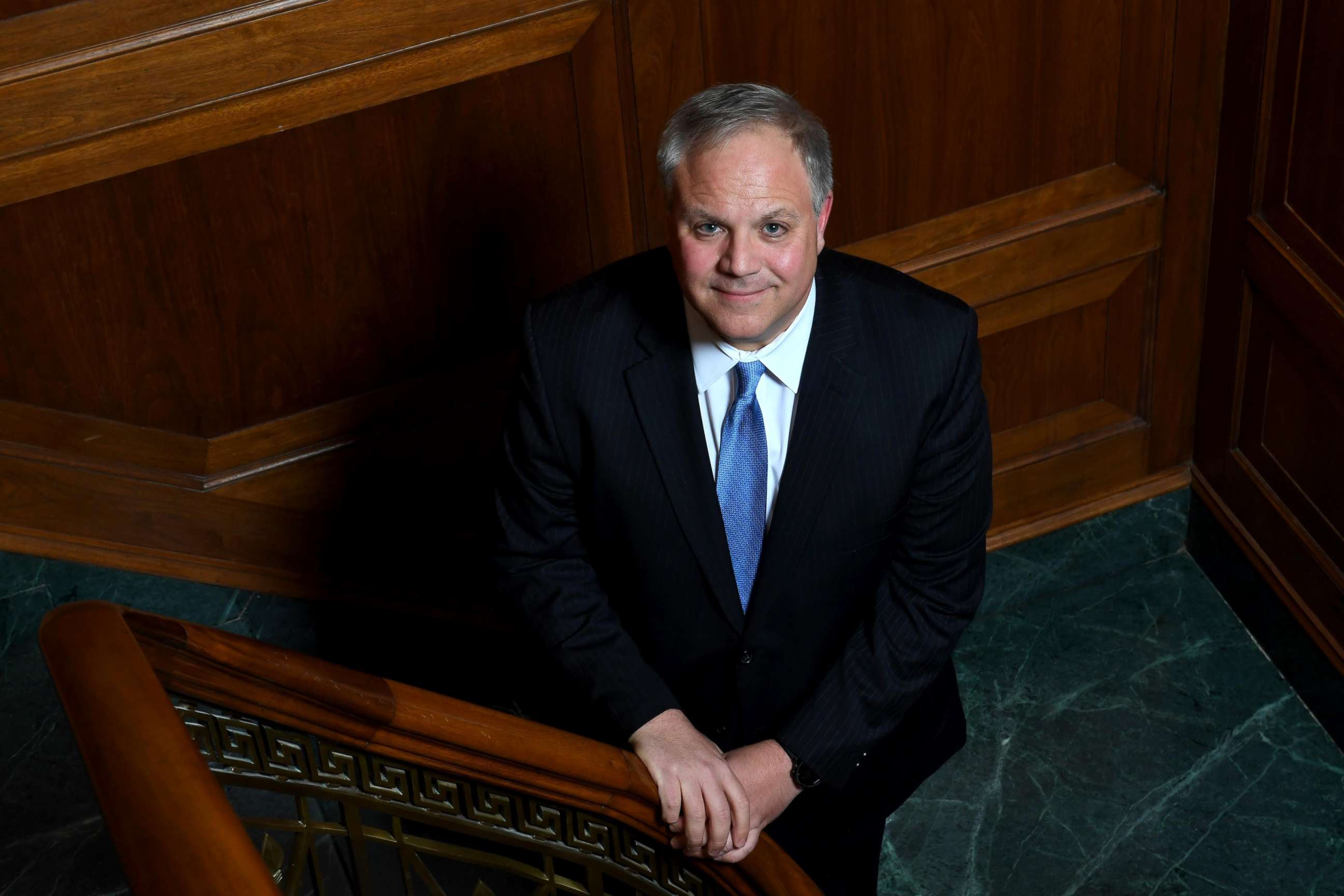 PHOTO: Interior Deputy Secretary David Bernhardt poses for a photograph in the library at the Department of the Interior, Oct .18, 2018 in Washington.