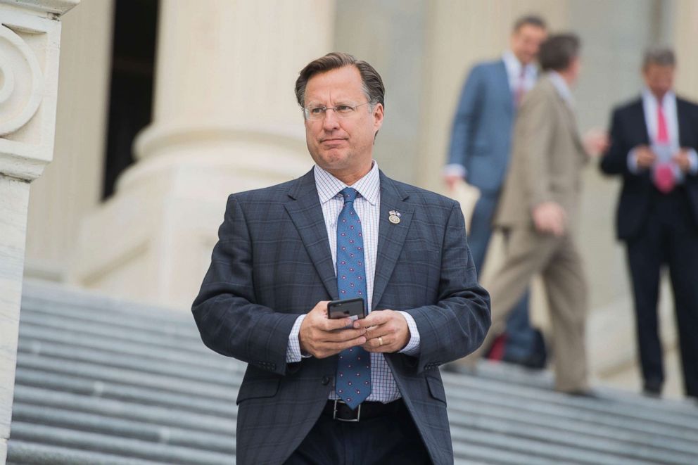PHOTO: Rep. Dave Brat leaves the Capitol after the House passed a fiscal 2018 budget resolution, Oct. 26, 2017.