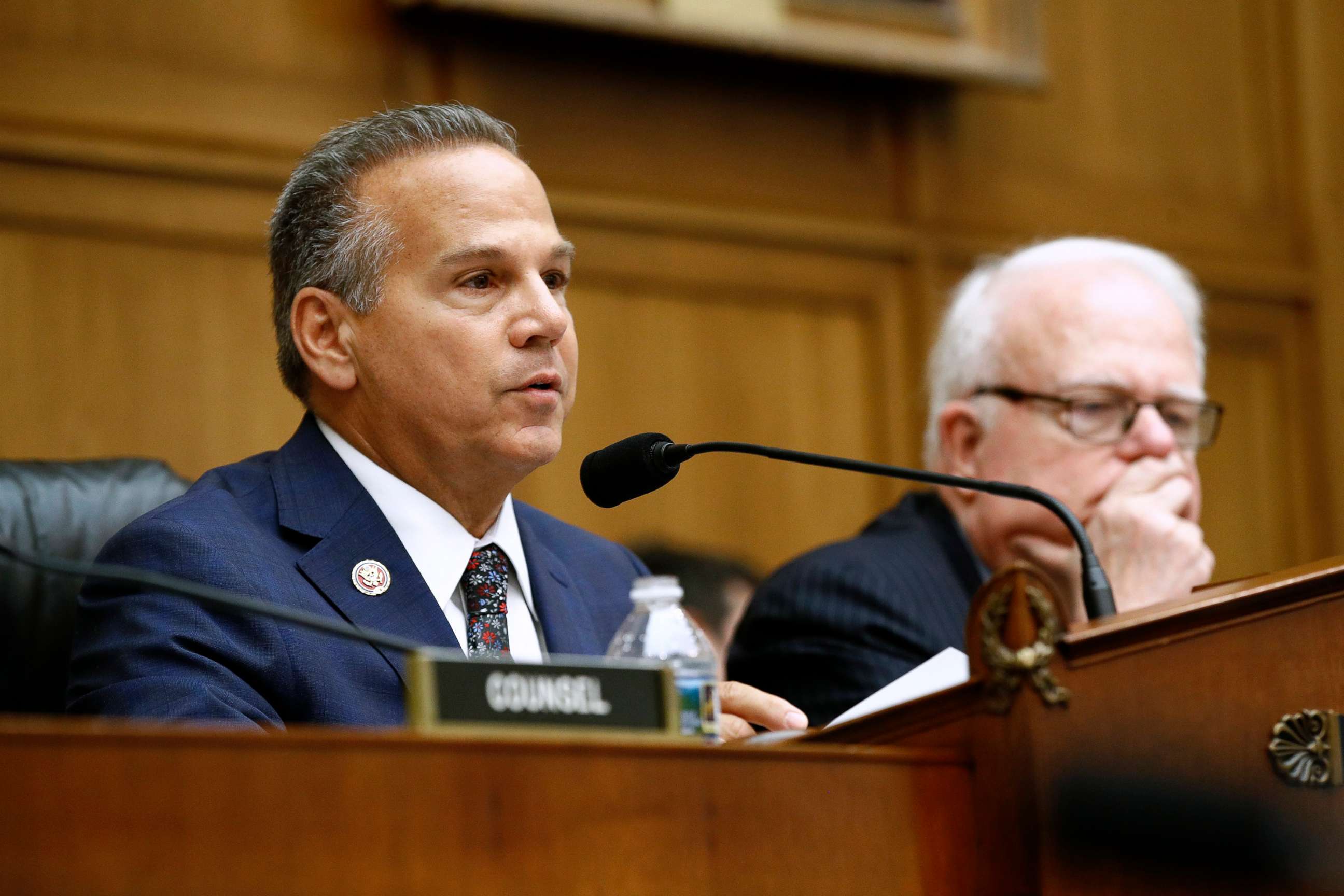 PHOTO: Rep. David Cicilline,left, chair of the House Judiciary antitrust subcommittee, speaks alongside ranking member, Rep. Jim Sensenbrenner, during a House Judiciary subcommittee hearing, July 16, 2019, on Capitol Hill in Washington.