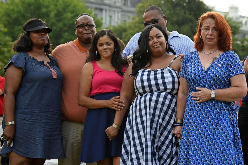 PHOTO: Family members of retired police Captain David Dorn, who was killed in a looting of a shop, are pictured during the 2020 "Salute to America" event in honor of Independence Day at the White House in Washington, July 4, 2020.