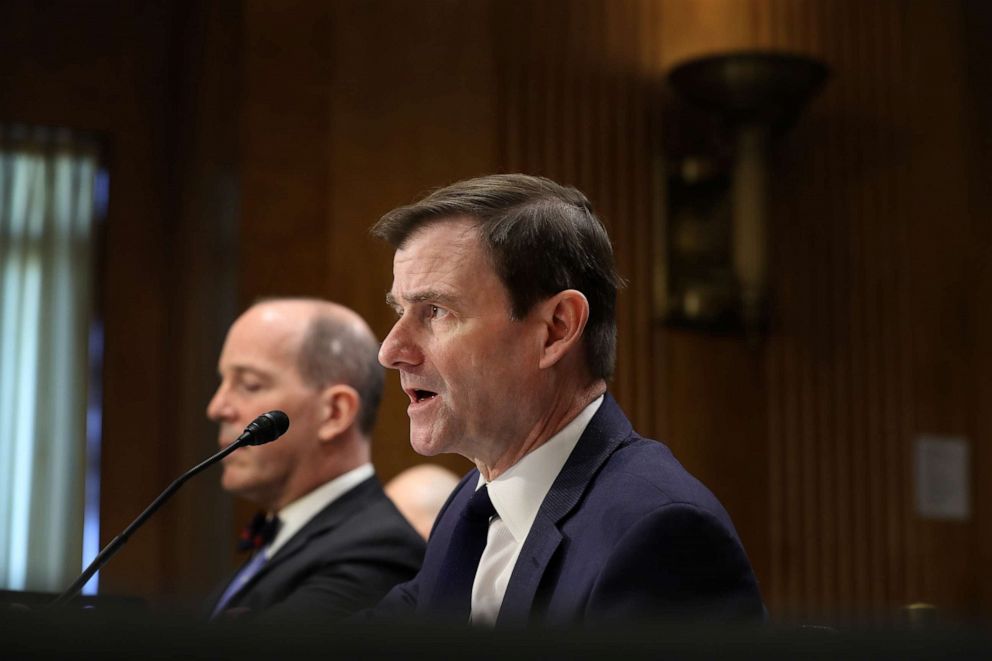 PHOTO: Undersecretary of State for Political Affairs David Hale testifies before the Senate Foreign Relations Committee on Capitol Hill, Dec. 3, 2019, in Washington, DC.