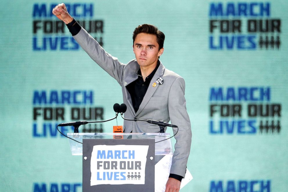 PHOTO: Marjory Stoneman Douglas High School Student David Hogg addresses the March for Our Lives rally, March 24, 2018, in Washington, DC.