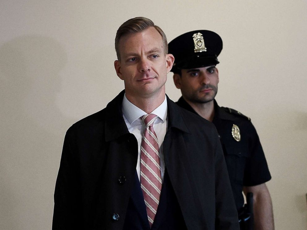 PHOTO: David Holmes, a State Department official, arrives to appear in a closed-door deposition hearing as part of the impeachment inquiry at the U.S. Capitol in Washington, Nov. 15, 2019.