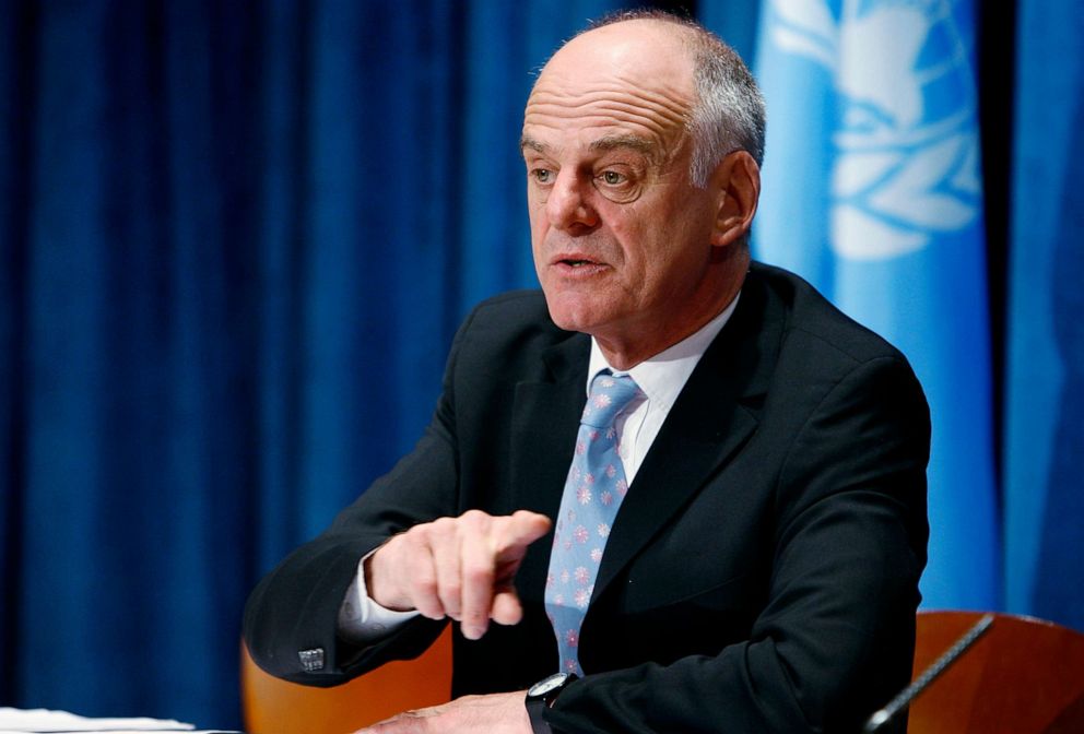 PHOTO: In this Aug. 2, 2019, file photo, David Nabarro, Senior UN System Influenza Coordinator, speaks at the UN in New York.