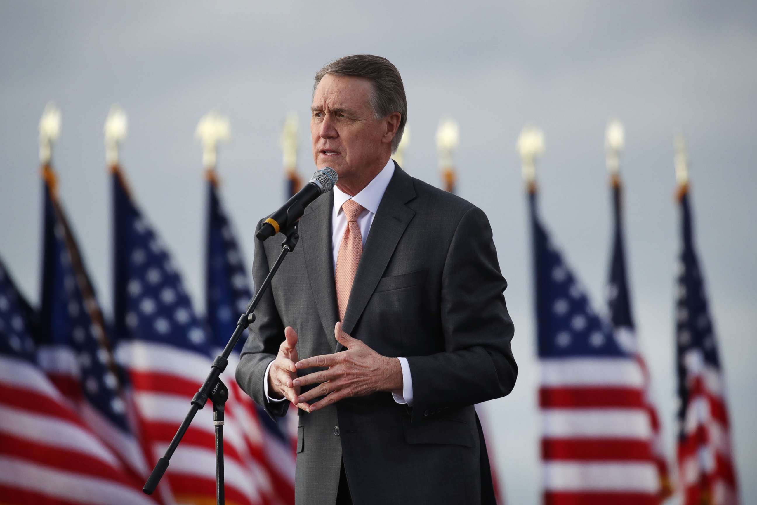 PHOTO: Sen. David Perdue attends a rally with Vice President Mike Pence in support of both he and Sen. Kelly Loeffler on Dec. 04, 2020, in Savannah, Ga.