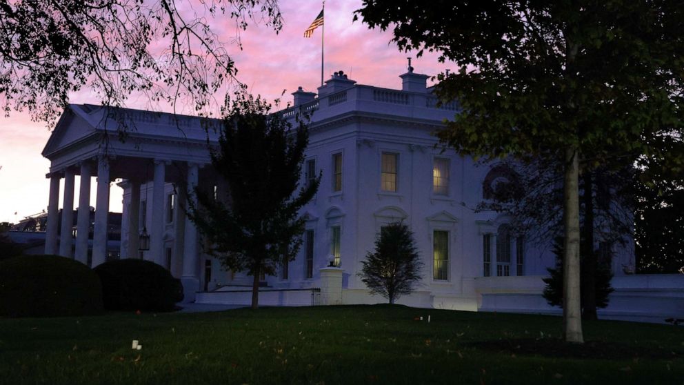 PHOTO: The White House is seen in the morning hours of the Election Day on Nov. 3, 2020 in Washington, DC.