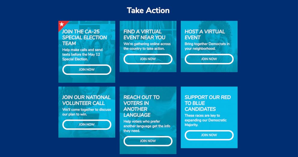PHOTO: The Virtual Action Center is a new organizing platform from the DCCC to allow volunteers to sign up for variety of virtual phone banks, voter registration drives and house parties anywhere in the country.