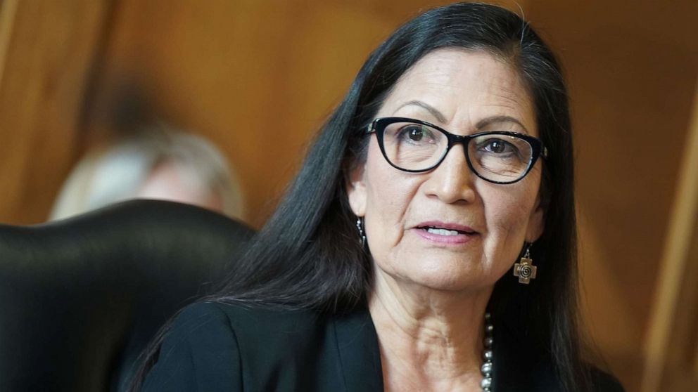 PHOTO: Debra Haaland testifies during her confirmation hearing before the Senate Committee on Energy and Natural Resource, at the U.S. Capitol on Feb. 24, 2021, in Washington.
