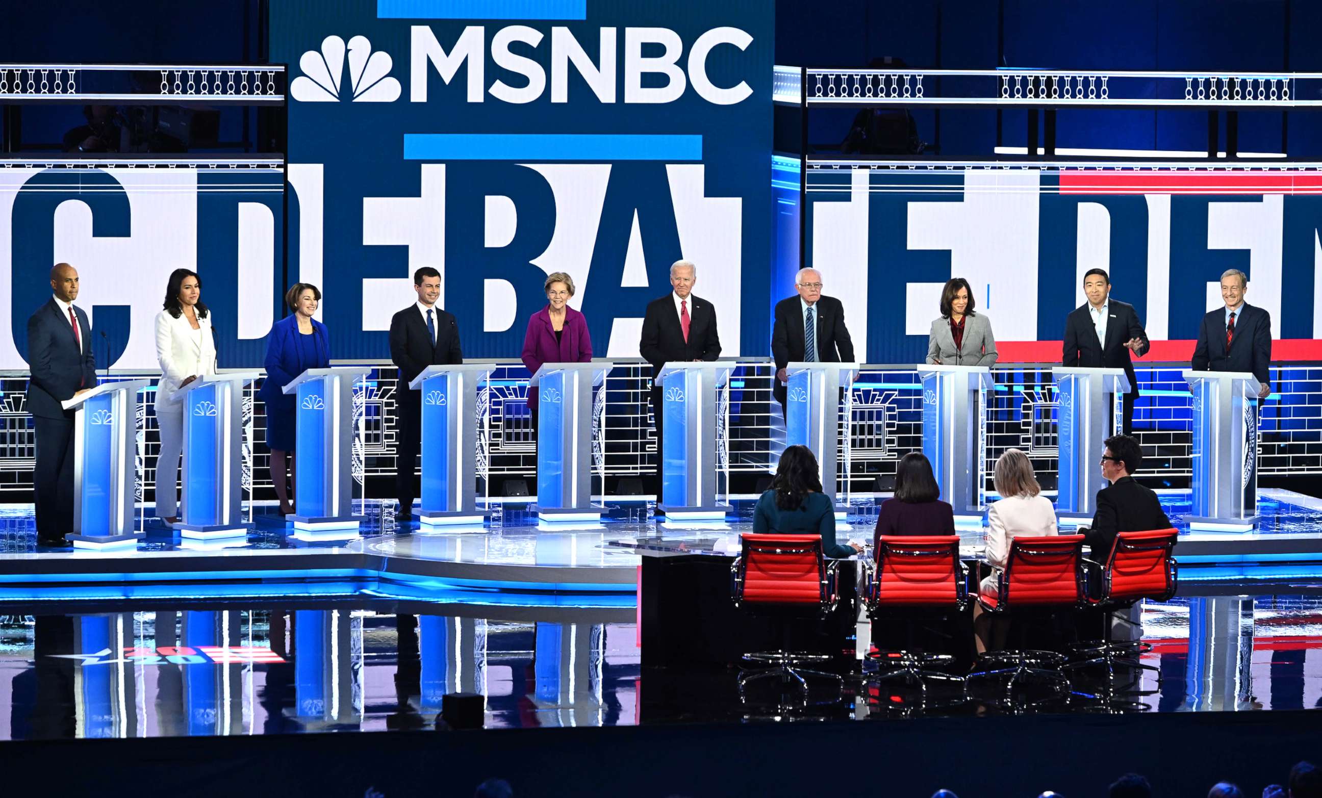 PHOTO: Democratic presidential hopefuls participate in the fifth Democratic primary debate of the 2020 presidential campaign season in Atlanta, Nov. 20, 2019. 