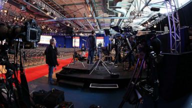 PHOTO: Setting the stage for a presidential debate in 2015.