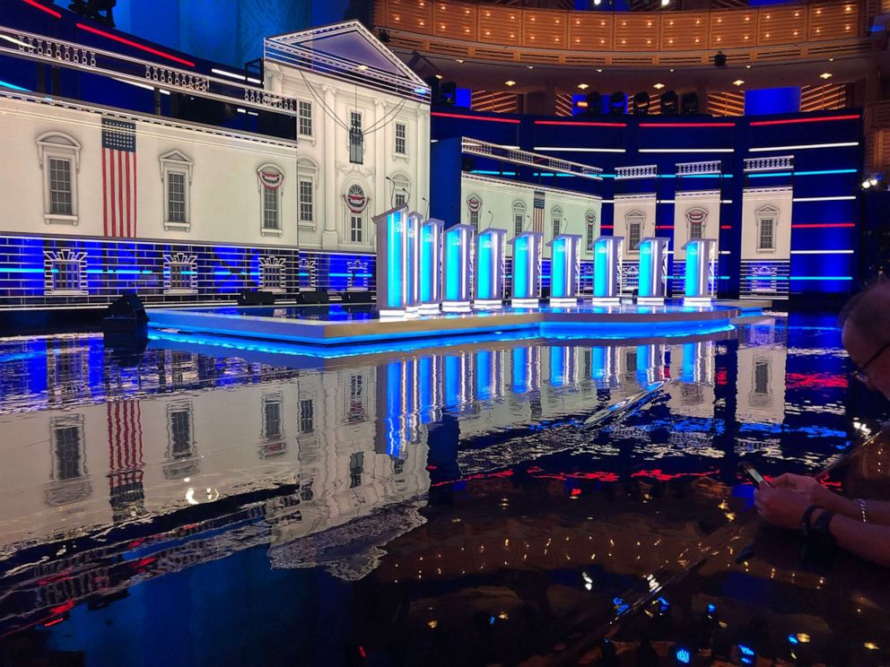 PHOTO: The venue of Wednesday's Democratic debate is pictured on June 26, 2019, in Miami.