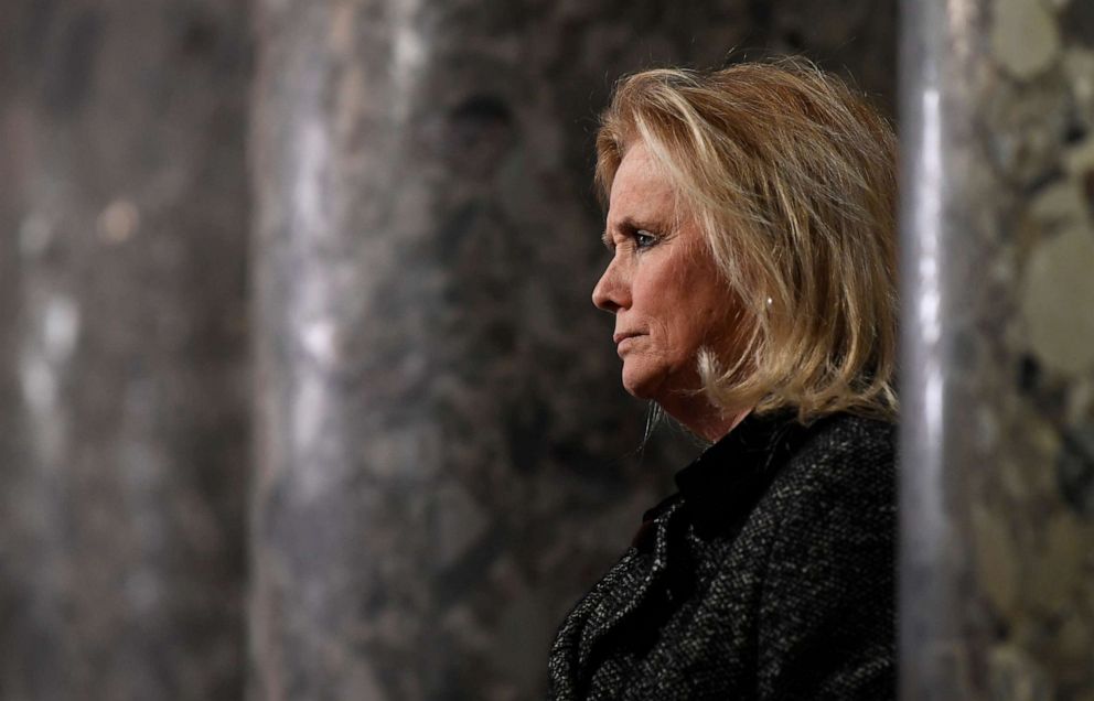 PHOTO: Rep. Debbie Dingell speaks to reporters on Capitol Hill in Washington, D.C., Dec. 18, 2019.