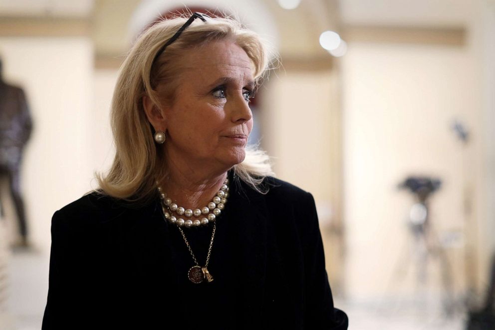 PHOTO: Rep. Debbie Dingell walks through the U.S. Capitol prior to an event on Dec. 19, 2019 in Washington, D.C.