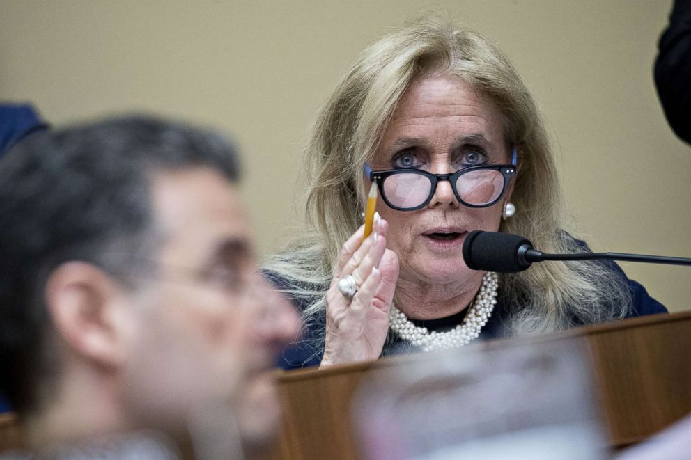 PHOTO: Representative Debbie Dingell, a Democrat from Michigan, questions Scott Pruitt, administrator of the Environmental Protection Agency (EPA) during a House Energy and Commerce Subcommittee hearing in Washington, D.C., April 26, 2018.