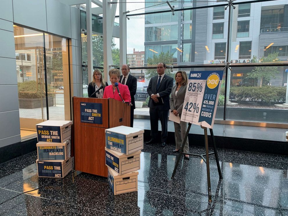 PHOTO: Rape survivor, Debbie Smith speaks at a press conference in Washington D.C., Sept. 6, 2019.