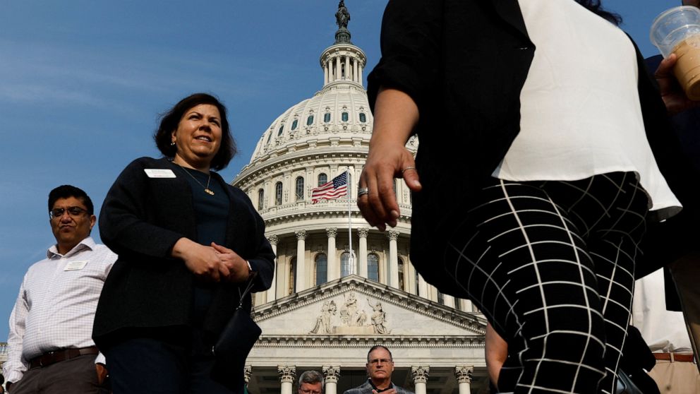PHOTO: Visitors walk on the plaza at the U.S. Capitol in the midst of ongoing negotiations seeking a deal to raise the United States' debt ceiling and avoid a catastrophic default, May 24, 2023.