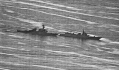 PHOTO: US Navy photo obtained by gcaptain.com of the USS Decaturs close encounter with a Chinese warship on September 30, 2018.