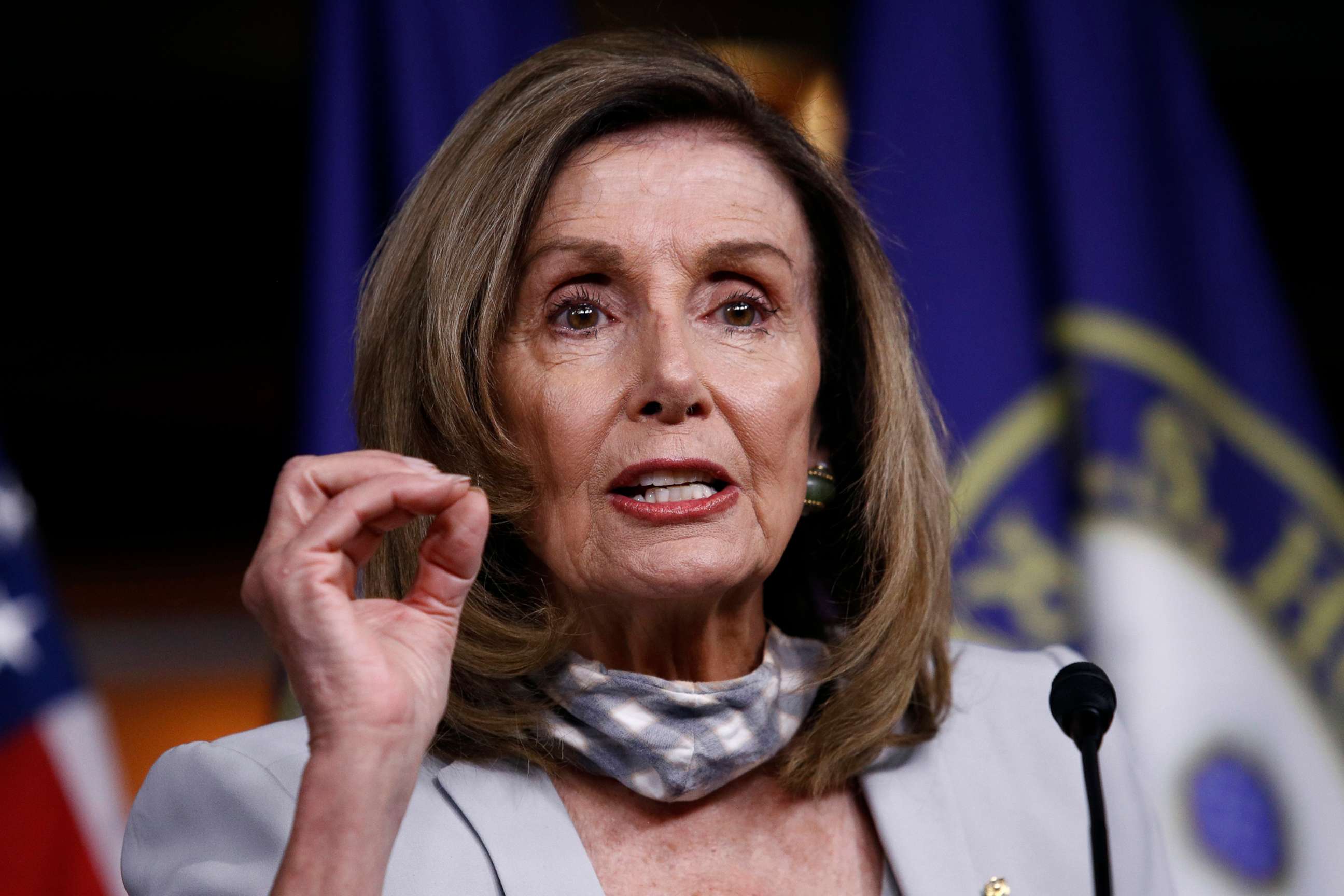 PHOTO: House Speaker Nancy Pelosi speaks during a news conference on Capitol Hill in Washington, Aug. 13, 2020. 