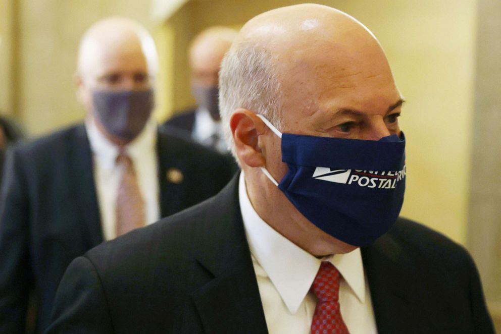 PHOTO:Postmaster General Louis Dejoy arrives at a meeting at the Capitol in Washington,  Aug. 5, 2020.