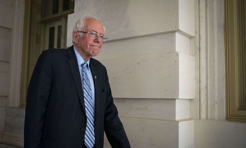 PHOTO: Senator Bernie Sanders exits the Capitol after a vote in Washington, March 18, 2020. 