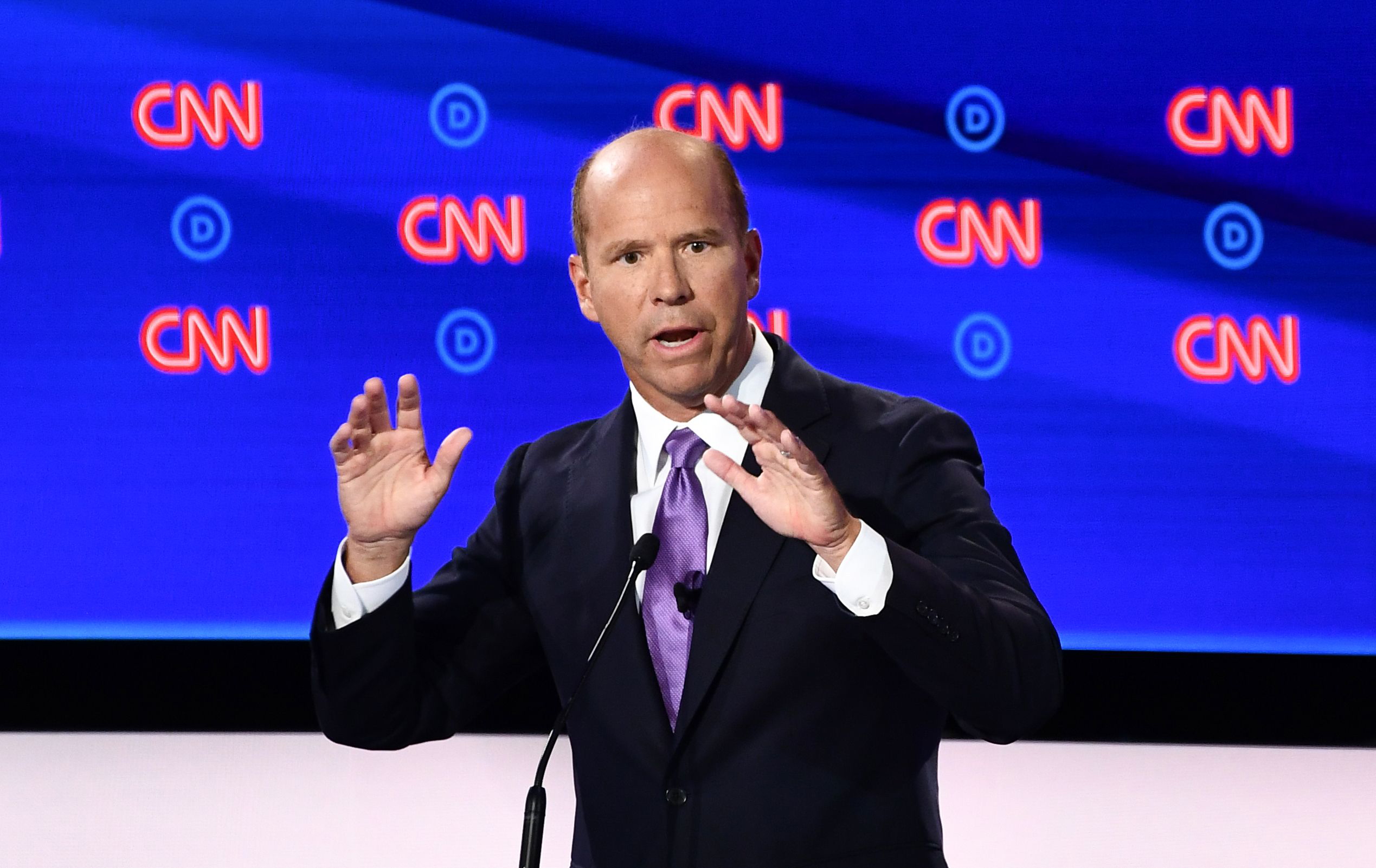 PHOTO: Democratic presidential hopeful former Rep. John Delaney participates in the first round of the second Democratic primary debate in Detroit, July 30, 2019. 