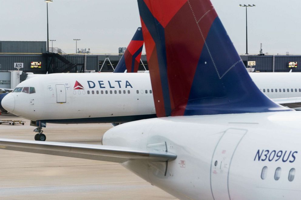 PHOTO: In this Dec. 21, 2021, file photo, Delta Air Lines airplanes are shown at the Hartsfield-Jackson Atlanta International Airport (ATL) in Atlanta.