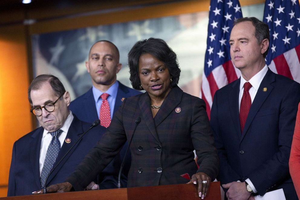 PHOTO: Representative Val Demings speaks during a news conference at the U.S. Capitol in Washington, Jan. 28, 2020.