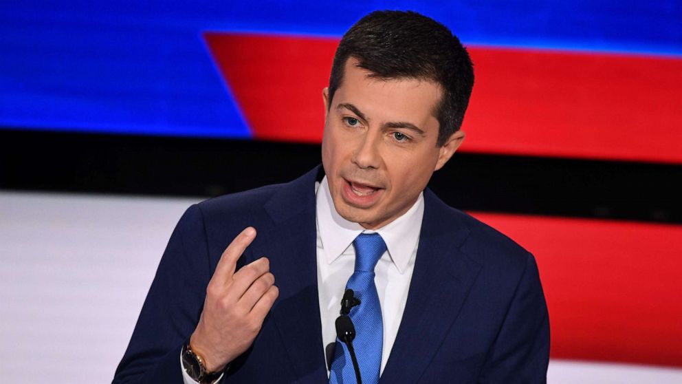 PHOTO: Former Mayor Pete Buttigieg speaks during the seventh Democratic primary debate of the 2020 presidential campaign season co-hosted by CNN and the Des Moines Register at the Drake University campus in Des Moines, Iowa, Jan. 14, 2020.