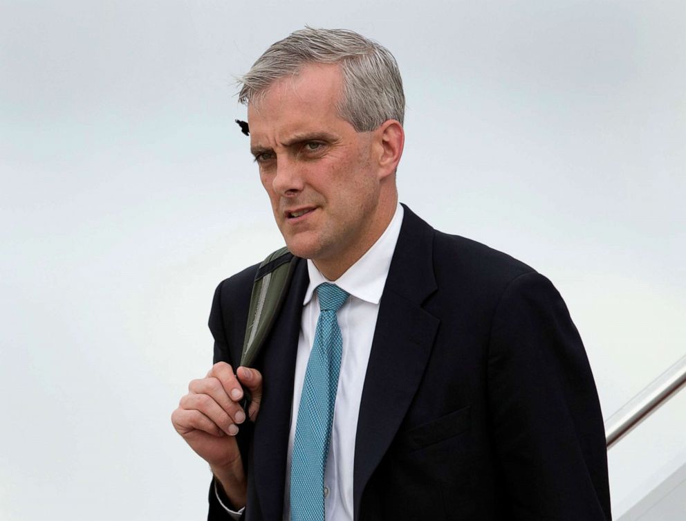 PHOTO: White House Chief of Staff Denis McDonough returns to Andrews Air Force Base, Md., after a trip with President Barack Obama, May 19, 2013.