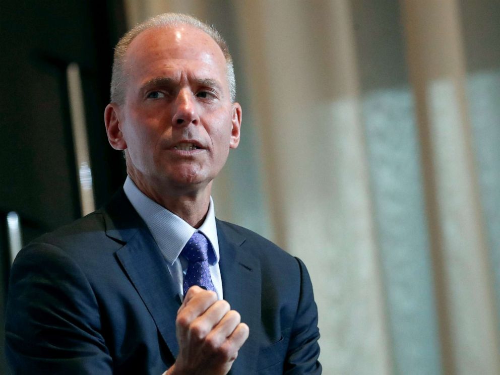 PHOTO: Boeing CEO Dennis Muilenburg speaks at the New York Economic club luncheon in New York City, Oct. 2, 2019.