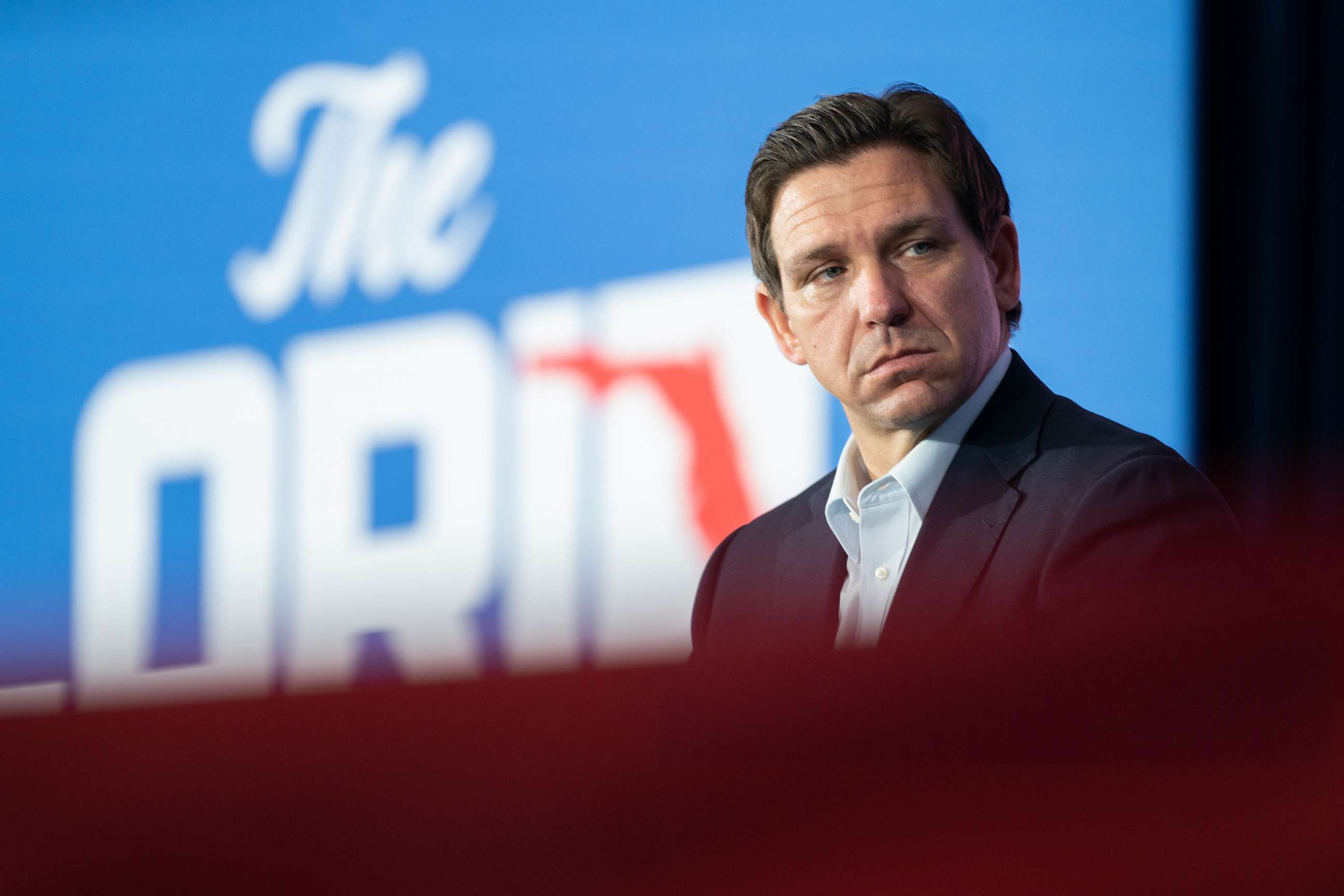 PHOTO: Florida Governor Ron DeSantis speaks to a crowd at the North Charleston Coliseum, April 19, 2023 in North Charleston, S.C.
