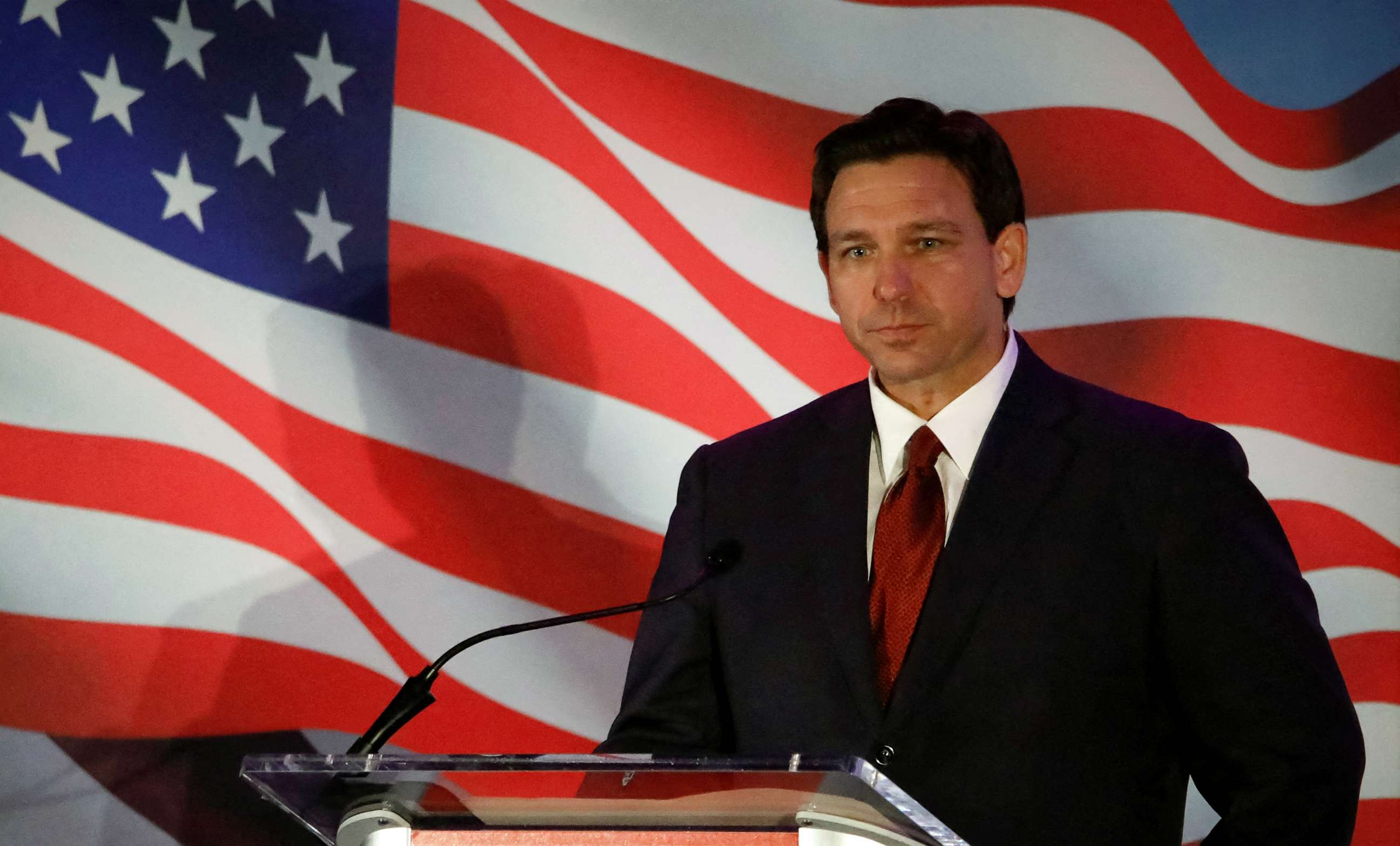 PHOTO: Florida Governor Ron DeSantis speaks during the Florida Family Policy Council Annual Dinner Gala, in Orlando, Fla., May 20, 2023.