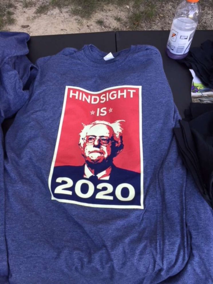 PHOTO: Bernie 2020 t-shirt from a rally, Aug. 5, 2018, in Ypsilanti, Mich.