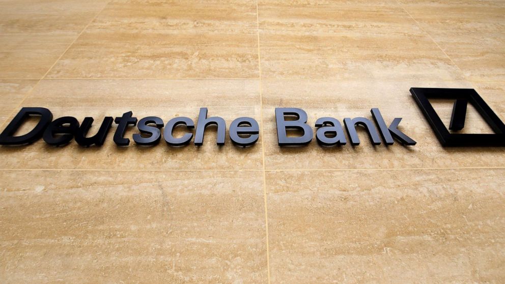 PHOTO: The logo of Deutsche Bank marks the offices in central London on July 8, 2019.