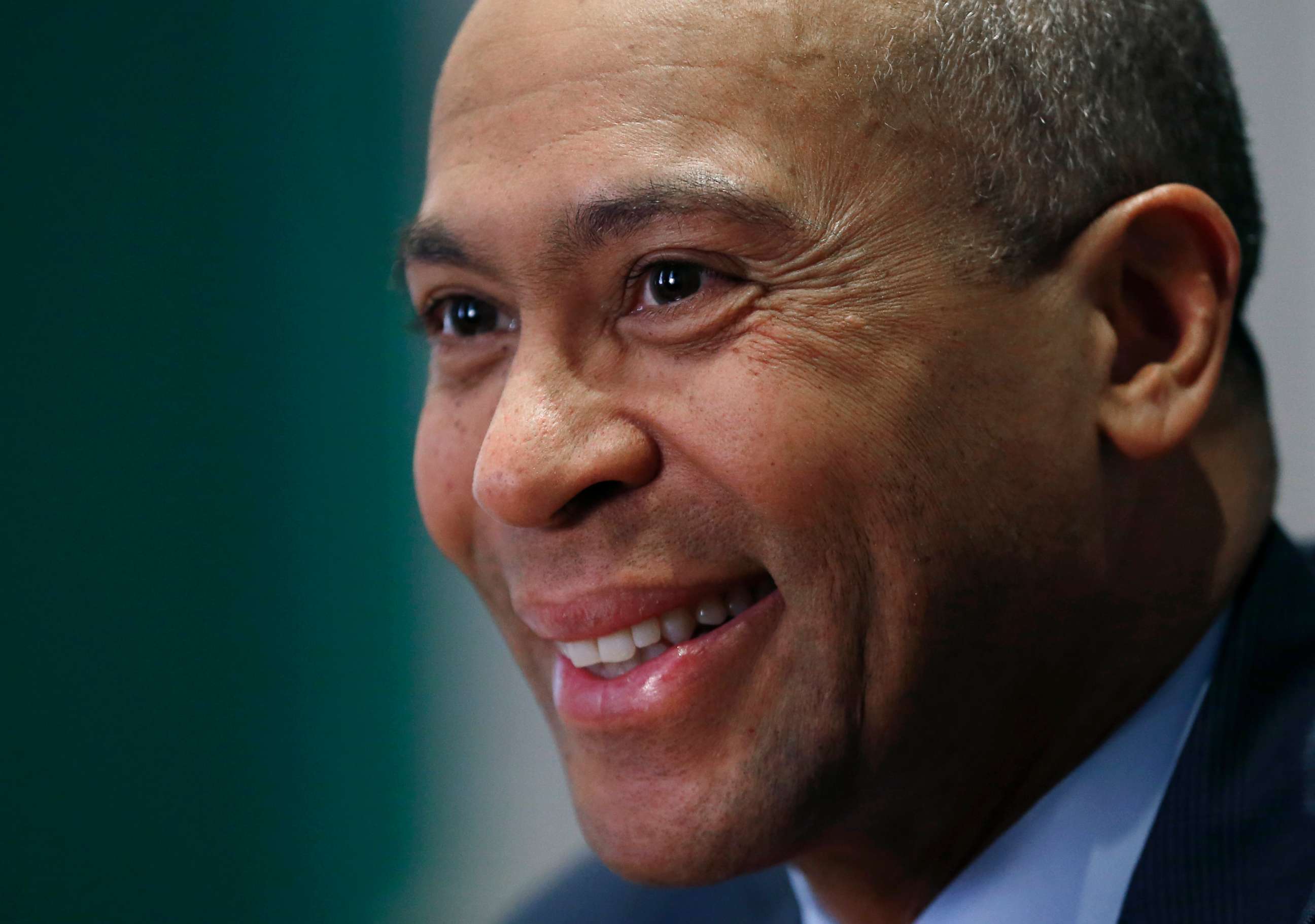 PHOTO: In this Dec. 15, 2014, file photo, Massachusetts Gov. Deval Patrick speaks during an interview at his Statehouse office in Boston.