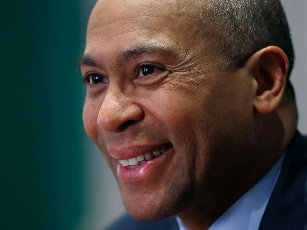 PHOTO: In this Dec. 15, 2014, file photo, Massachusetts Gov. Deval Patrick speaks during an interview at his Statehouse office in Boston.