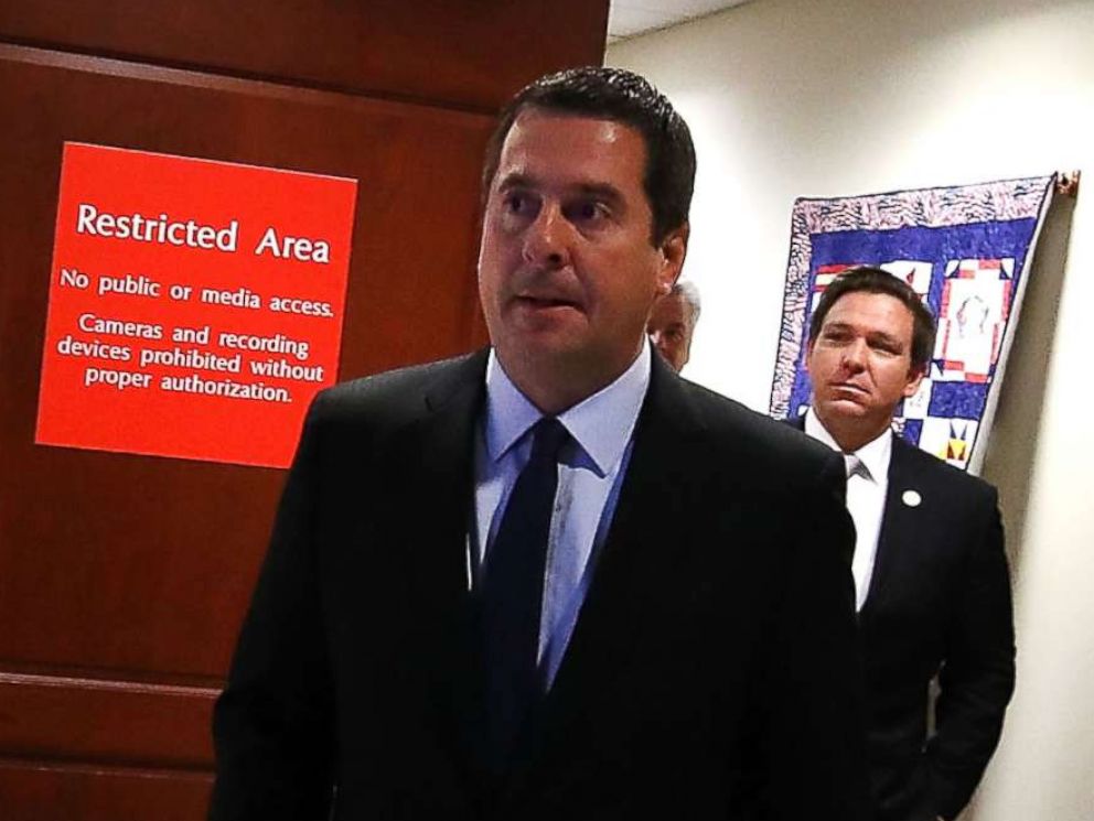 PHOTO: House Intelligence Committee Chairman Devin Nunes (R-CA) walks out of a closed door meeting, Oct. 24, 2017, in Washington. 