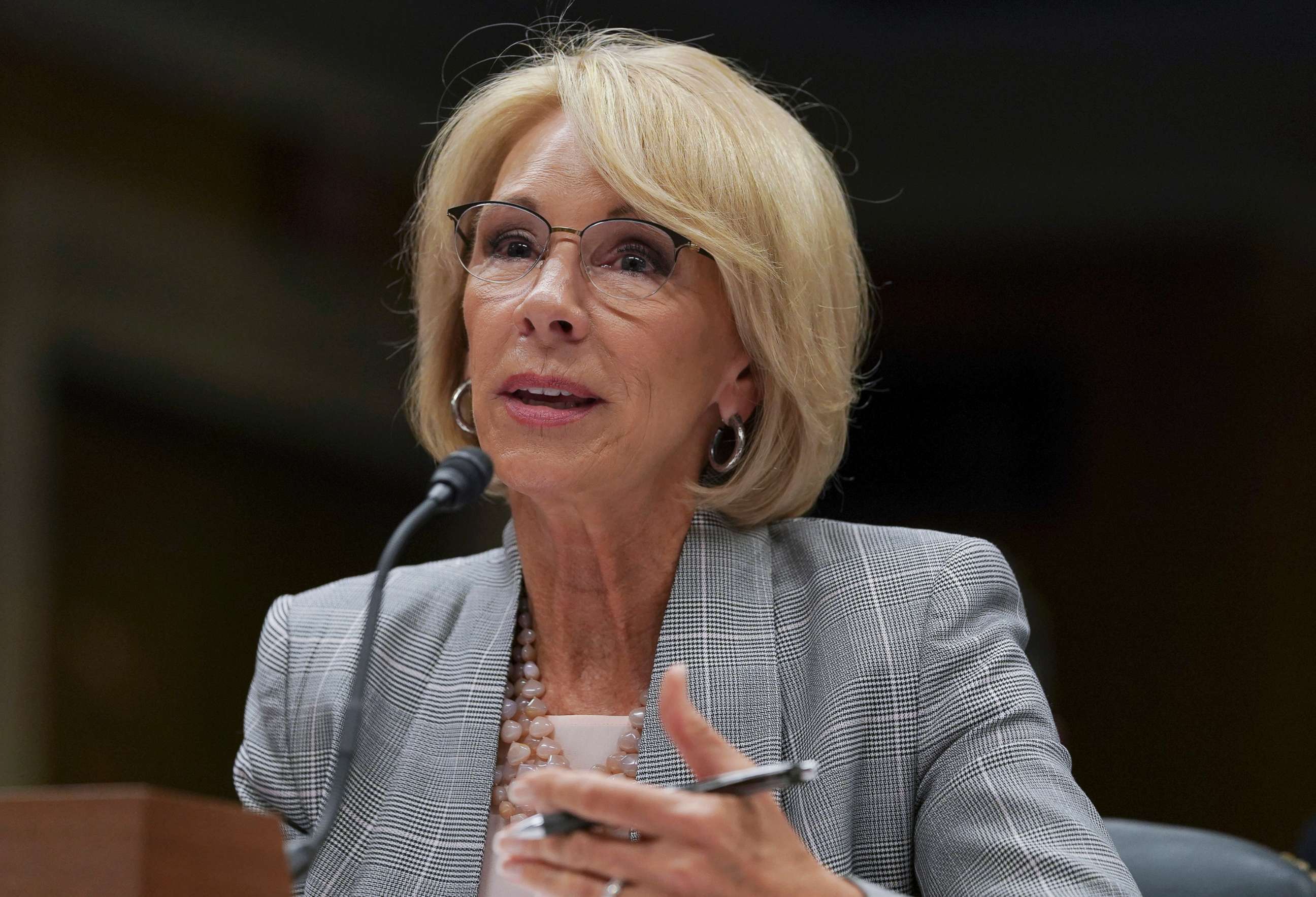 PHOTO: Education Secretary Betsy DeVos testifies during a Senate Subcommittee on Labor, Health and Human Services, Education, and Related Agencies Appropriations hearing in Washington, D.C, June 5, 2018.