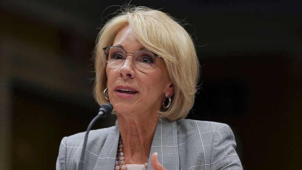 PHOTO: Education Secretary Betsy DeVos testifies during a Senate Subcommittee on Labor, Health and Human Services, Education, and Related Agencies Appropriations hearing in Washington, D.C, June 5, 2018.