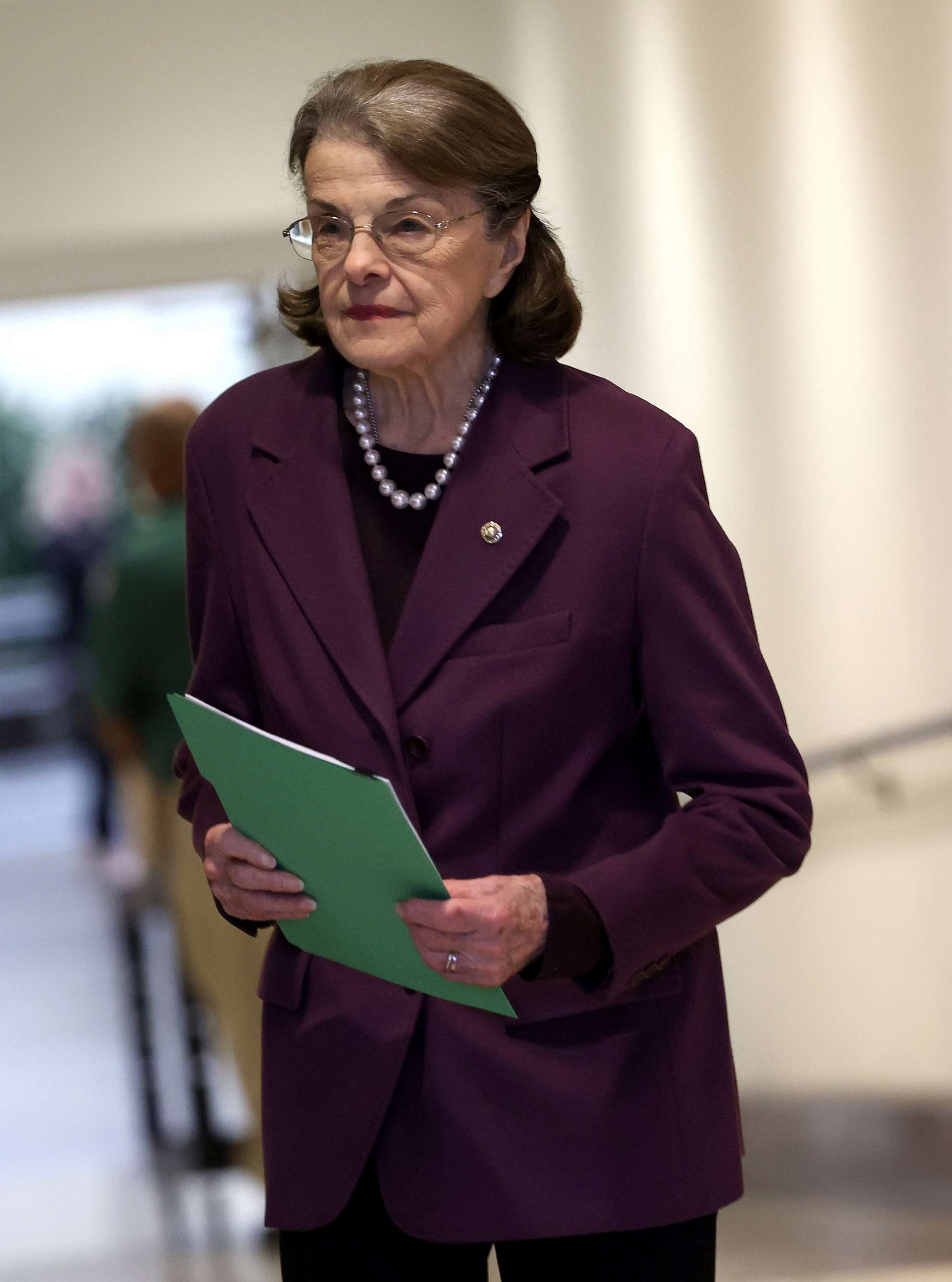 PHOTO: Sen. Dianne Feinstein arrives for a Senate briefing on China at the U.S Capitol on Feb. 15, 2023, in Washington, D.C.