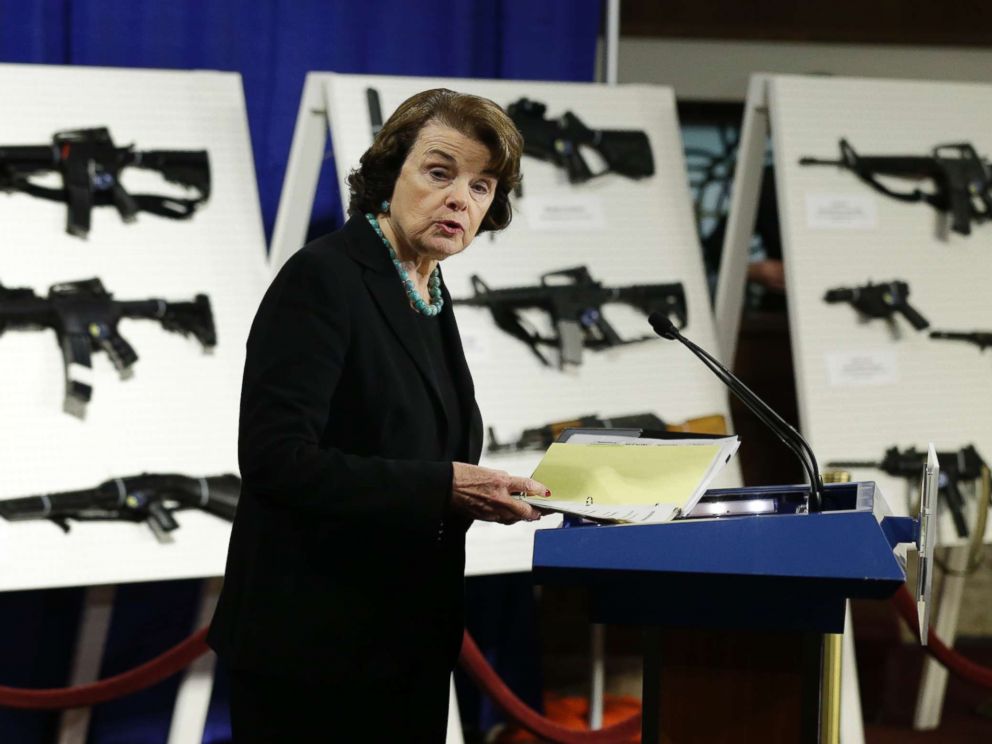 Sen. Dianne Feinstein, D-Calif. speaks during a news conference on Capitol Hill, Jan. 24, 2013, to introduce legislation on assault weapons and high-capacity ammunition feeding devices.